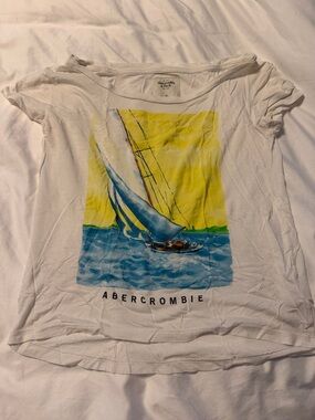 Abercrombie & Fitch White Tee with Yellow Accent